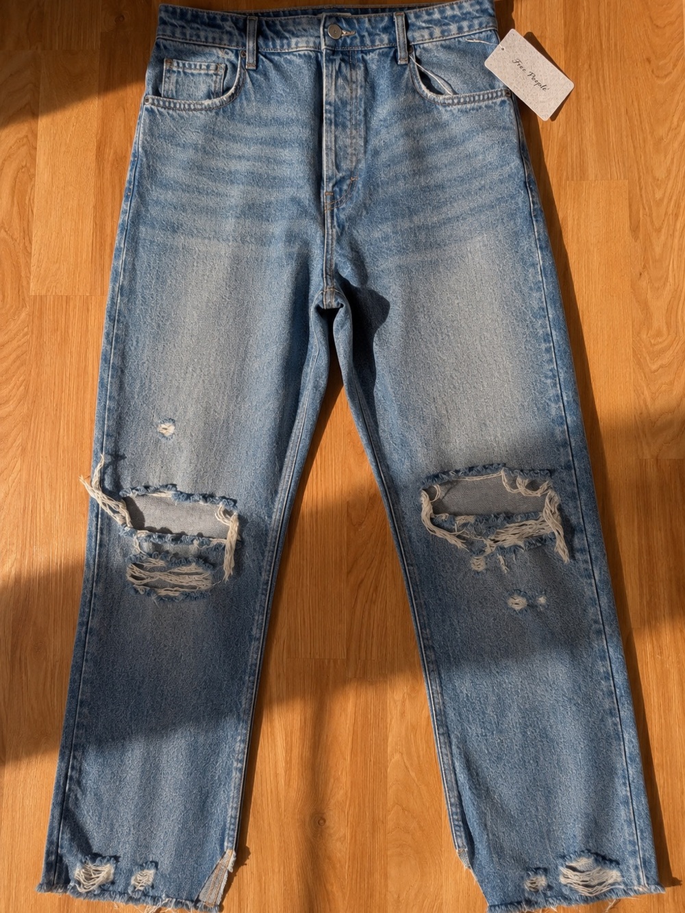 Free People Light Blue Distressed Jeans